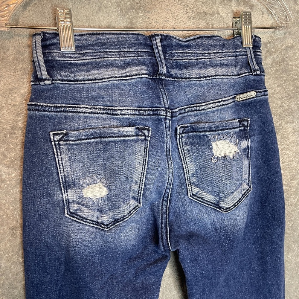 Kancan Women High Rise Super Flare Jean 26 Distressed Festival Cowgirl Glam - Picture 7 of 13